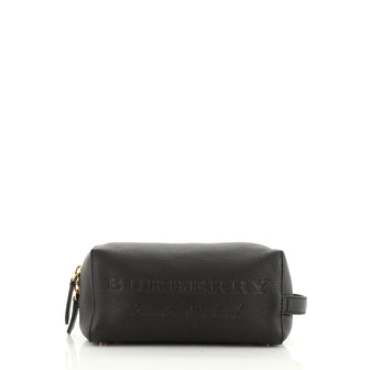 Burberry Logo Toiletry Pouch Embossed Leather Medium