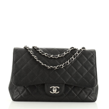 Chanel Vintage Classic Single Flap Bag Quilted Caviar Jumbo