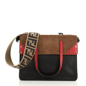 Fendi Flip Grace Convertible Tote Leather with Suede Medium