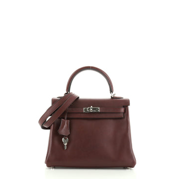 Hermes Kelly Handbag Purple Swift with Palladium Hardware 25