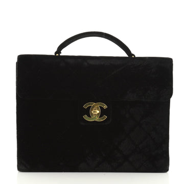 Chanel Vintage Briefcase Quilted Velvet Large