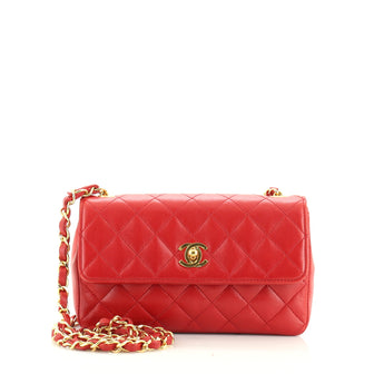 Vintage CC Turn Lock Chain Flap Bag Quilted Lambskin Mini