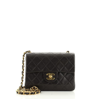 Vintage Square Classic Single Flap Bag Quilted Lambskin Mini