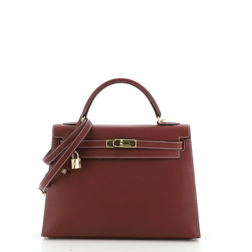 Kelly Handbag Rouge H Chamonix with Gold Hardware 32