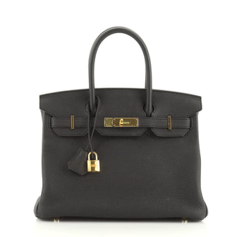Birkin Handbag Noir Togo with Gold Hardware 30
