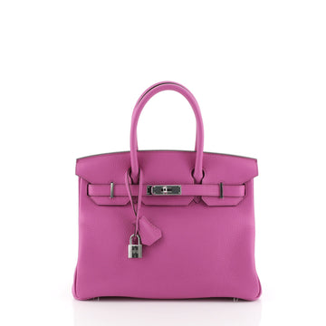 Hermes Birkin Handbag Pink Clemence with Palladium Hardware 30