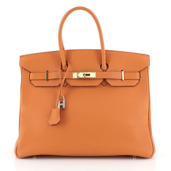 Hermes Birkin Handbag Orange Togo with Gold Hardware 35