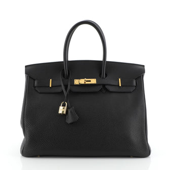 Hermes Birkin Handbag Black Togo with Gold Hardware 35