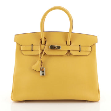 Hermes Birkin Handbag Yellow Courchevel with Gold Hardware 35