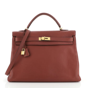 Hermes Kelly Handbag Red Togo with Gold Hardware 40