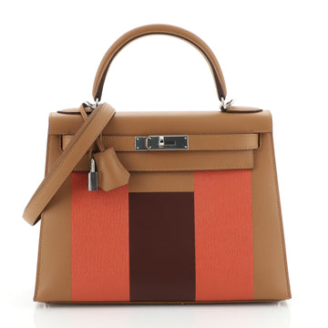 Hermes Kelly Lettre Handbag Orange Epsom with Palladium Hardware 28