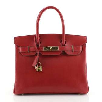 Hermes Birkin Handbag Red Tadelakt with Gold Hardware 30