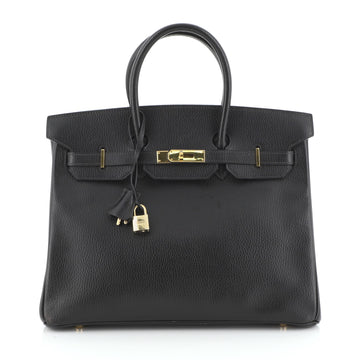 Hermes Birkin Handbag Black Ardennes with Gold Hardware 35