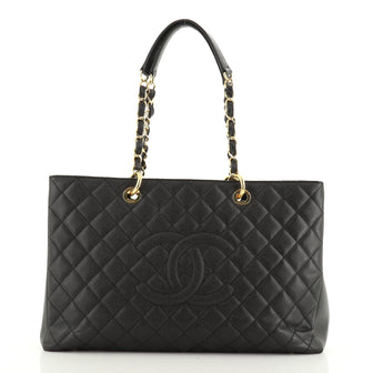 Grand Shopping Tote Quilted Caviar XL