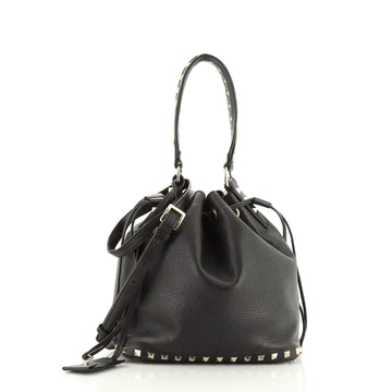Valentino Rockstud Top Handle Bucket Bag Leather Small