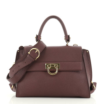 Salvatore Ferragamo Sofia Satchel Pebbled Leather Small