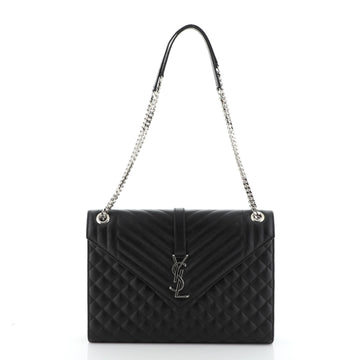 Saint Laurent Classic Monogram Envelope Satchel Quilted Leather Large