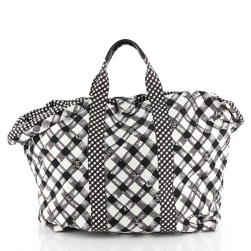 Chanel Weekender Tote Gingham Print Canvas Large