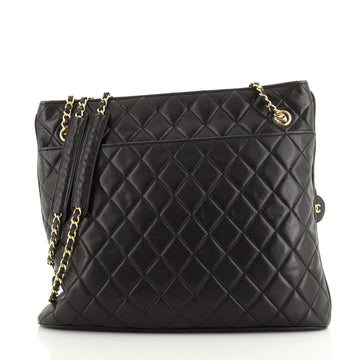 Chanel Vintage Zipped Chain Tote Quilted Leather Large