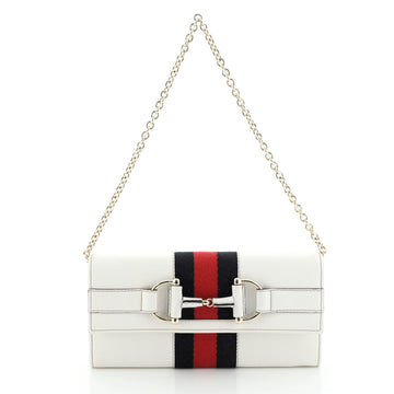 Gucci Web Horsebit Chain Wallet Leather 