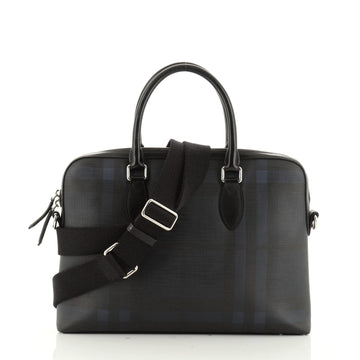 Burberry Barrow Briefcase London Check Coated Canvas with Leather Medium