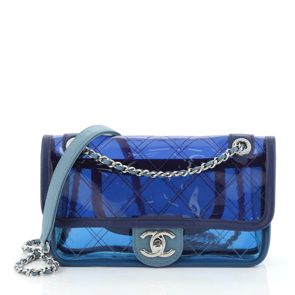 Chanel Coco Splash Flap Bag Quilted PVC With Lambskin Small Blue