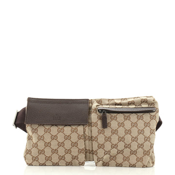 Gucci Vintage Double Web Belt Bag Canvas 