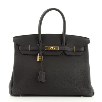 Hermes Birkin Handbag Black Togo with Gold Hardware 35