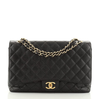 Chanel Classic Double Flap Bag Quilted Caviar Maxi