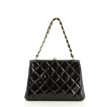 Chanel Vintage Chain Frame Bag Quilted Patent Small