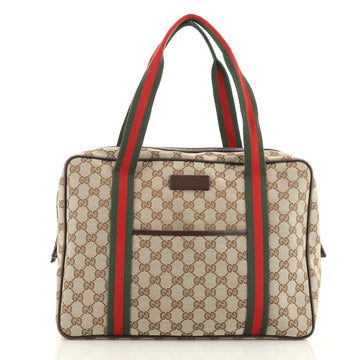 Gucci Top Zip Web Pet Carrier GG Coated Canvas Large