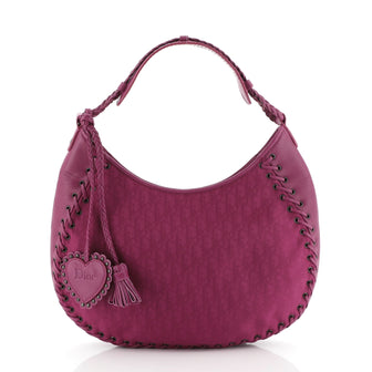 Christian Dior Vintage Braided Hobo Diorissimo Canvas Medium