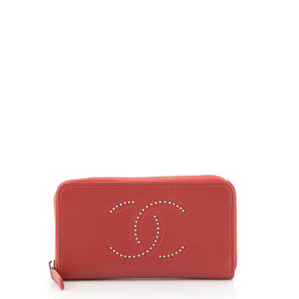 Chanel Timeless CC Zip Around Wallet Studded Leather Long