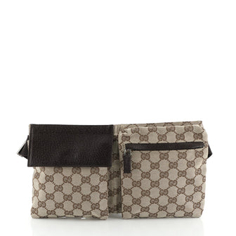 Gucci Vintage Double Belt Bag GG Canvas 