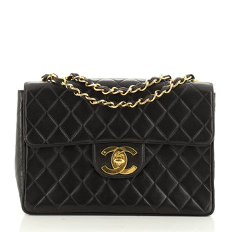 Chanel Vintage Classic Single Flap Bag Quilted Lambskin Jumbo
