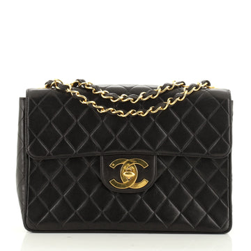Chanel Vintage Classic Single Flap Bag Quilted Lambskin Jumbo