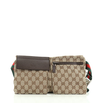 Gucci Vintage Double Belt Bag GG Canvas 
