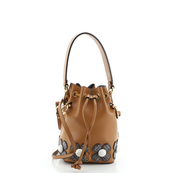Fendi Mon Tresor Bucket Bag Embellished Leather Mini