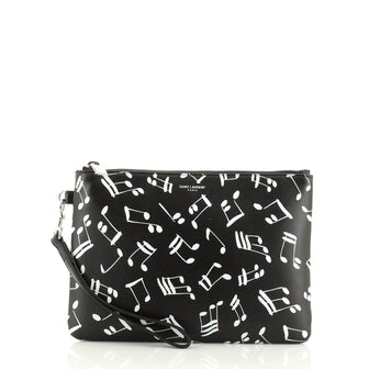 Saint Laurent Wristlet Pouch Printed Leather Small