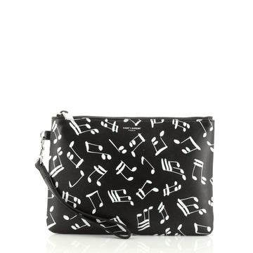 Saint Laurent Wristlet Pouch Printed Leather Small