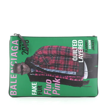 Balenciaga Supermarket Clip Pouch Printed Leather 