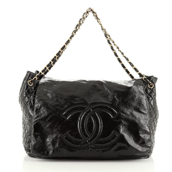 Chanel Rock and Chain Accordion Flap Bag Patent Vinyl XL