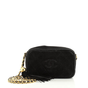 Chanel Vintage Diamond CC Camera Bag Quilted Suede Small
