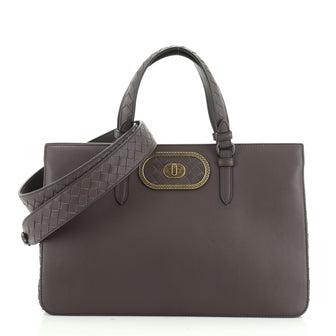 Bottega Veneta Ellittica Tote Bag Leather with Intrecciato Detail Medium