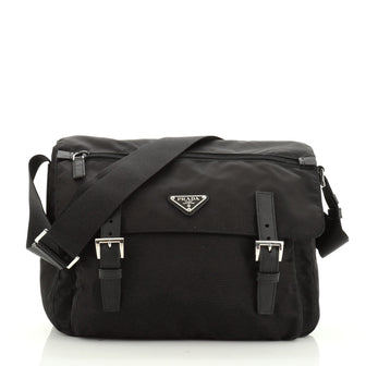 Prada Zip Buckle Messenger Bag Tessuto Medium