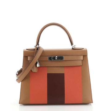 Hermes Kelly Lettre Handbag Brown Epsom with Palladium Hardware 28