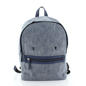 Fendi Monster Kid's Backpack Denim Small
