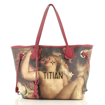 Louis Vuitton Neverfull NM Tote Limited Edition Jeff Koons Titian Print Canvas MM