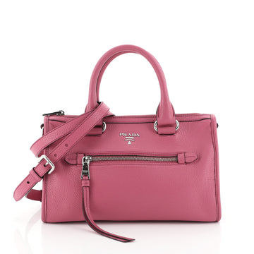 Prada Front Zip Convertible Satchel Vitello Phenix Small