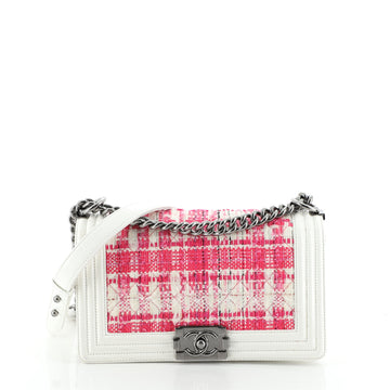 Chanel Boy Flap Bag Quilted Tweed with Patent Old Medium